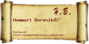Hemmert Bereniké névjegykártya